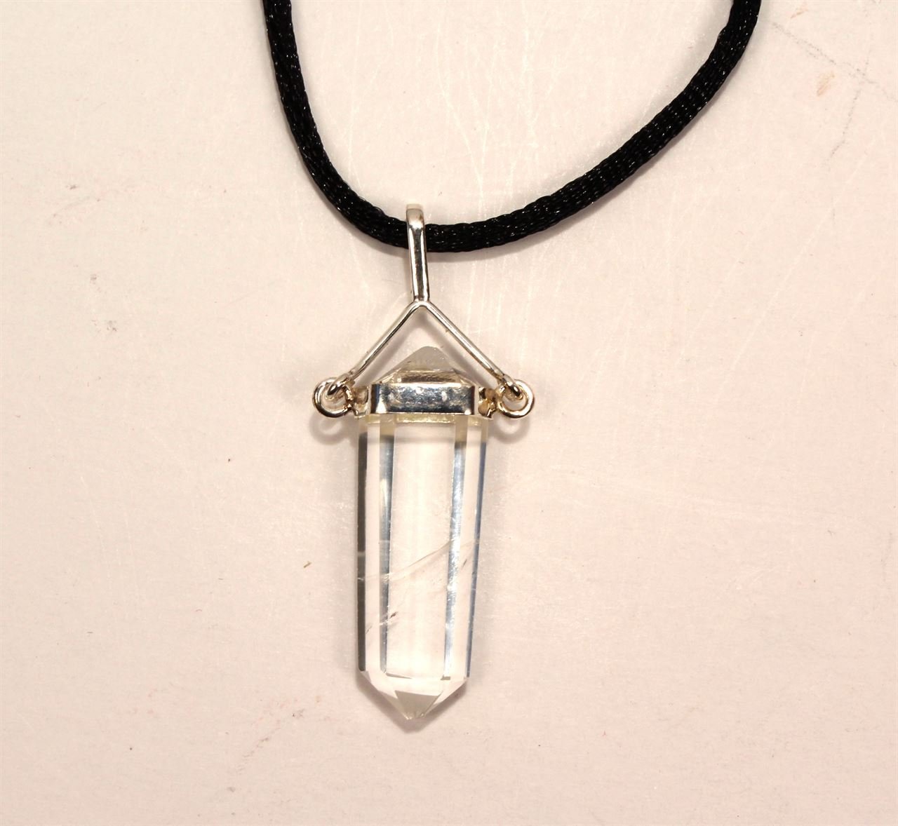 Sterling Silver-Clear Quartz Healing Crystal Necklace