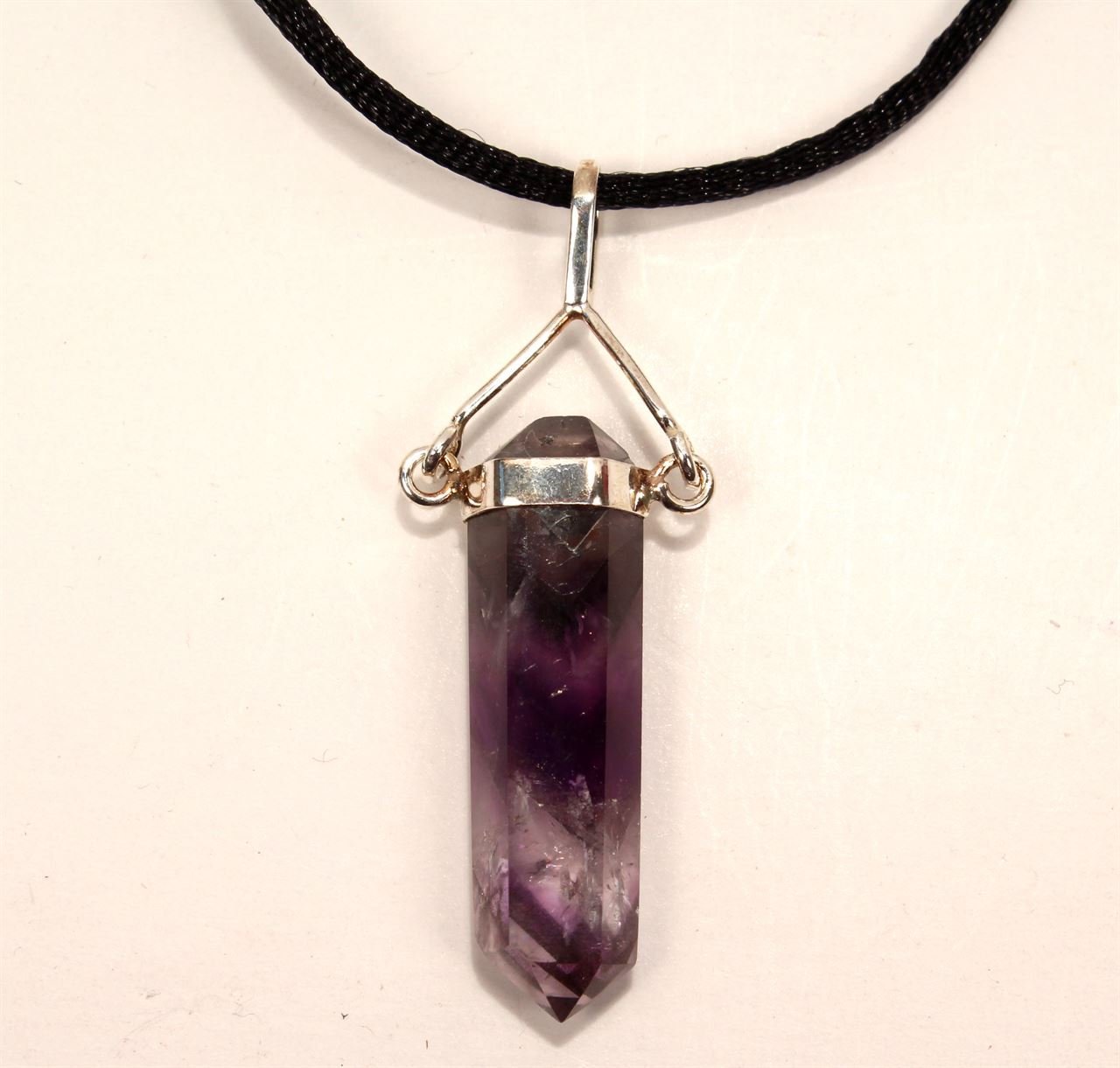 Sterling Silver- Amethyst High Conquering Crystal Point Necklace