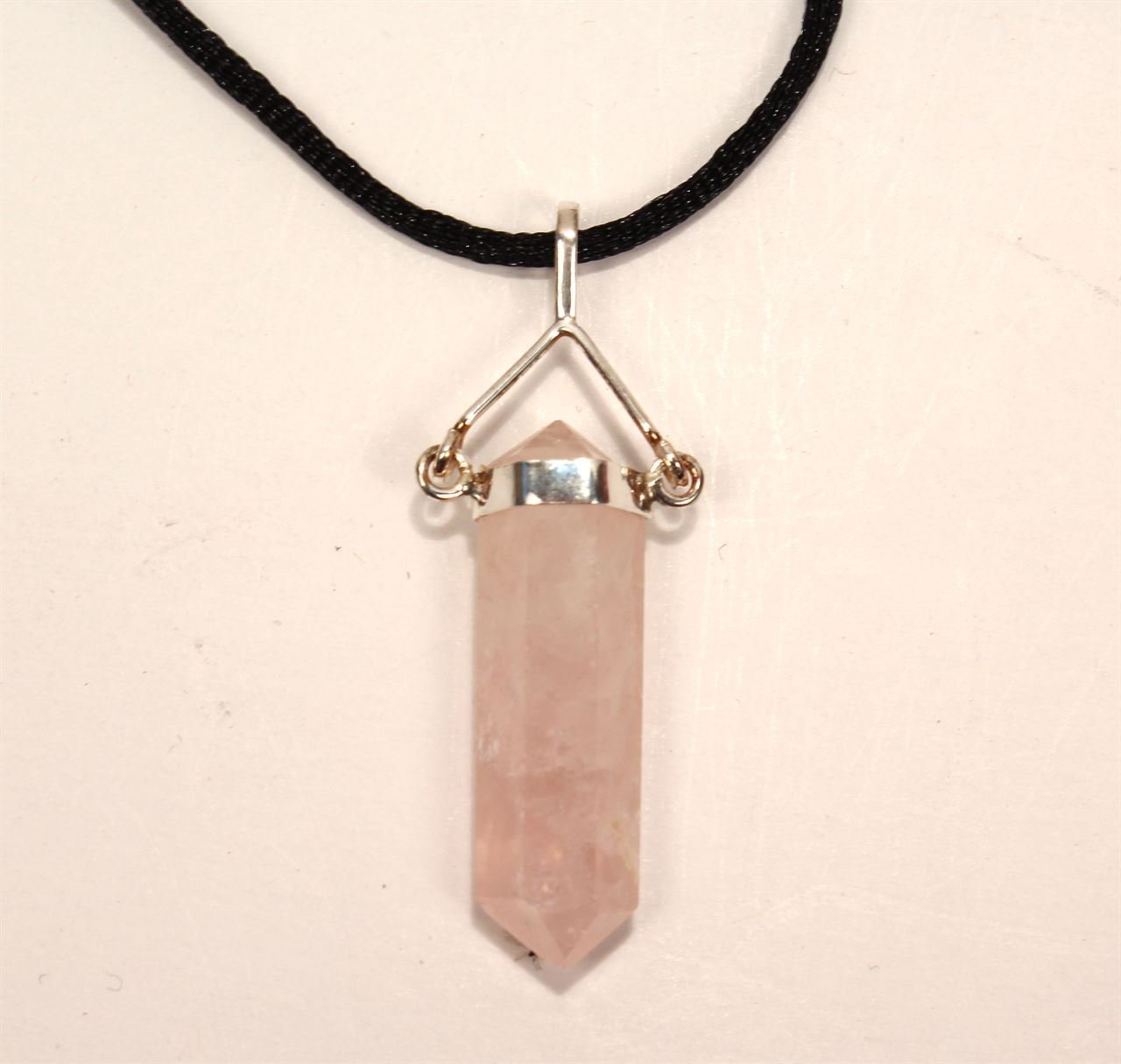 Sterling Silver- Rose Quartz Love Crystal Point Necklace