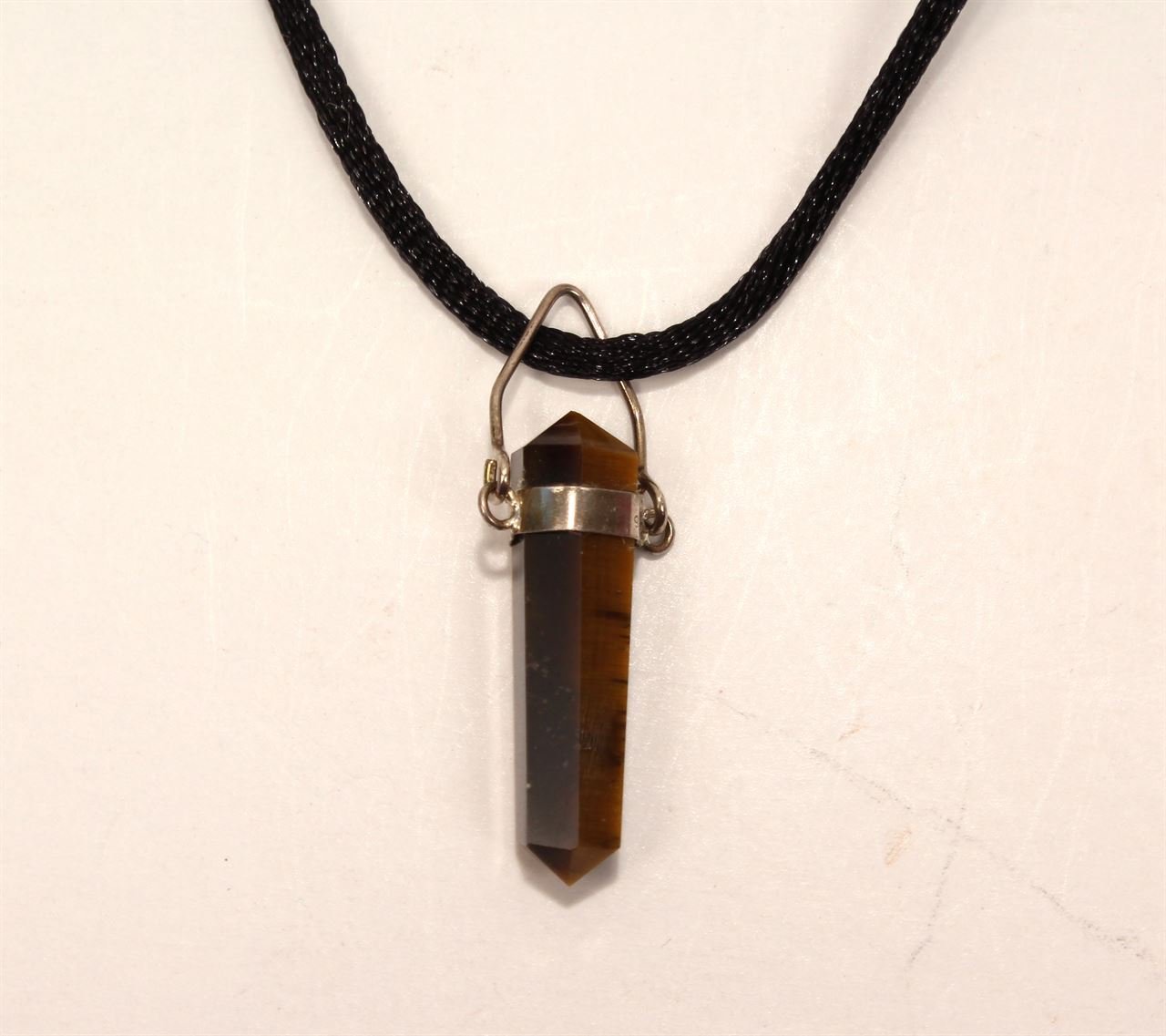 Sterling Silver-Tiger's Eye Protection Crystal Point Necklace