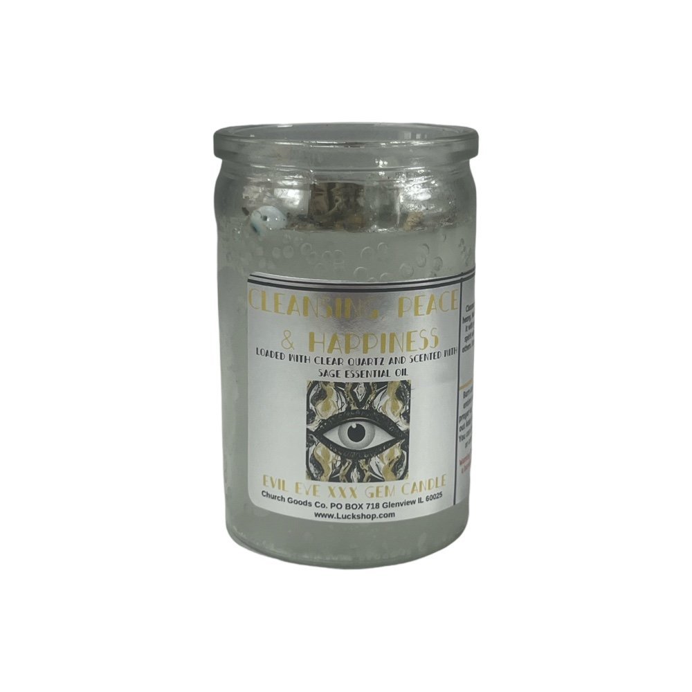 Cleansing, Peace & Happiness Evil Eye XXX "Gemstone" Candle (50 Hr)